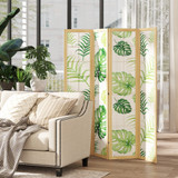 Sklopivi paravent s 4 panela 160 × 170 cm, tropski motiv, zelena