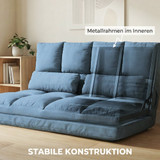 Podna sofa na razvlačenje, sklopiva, s podesivim naslonom, plava