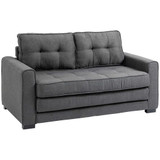 Sofa na razvlačenje dvosjed s presvlakom u izgledu lana, siva