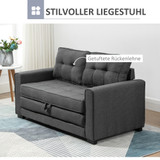 Sofa na razvlačenje dvosjed s presvlakom u izgledu lana, siva