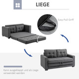 Sofa na razvlačenje dvosjed s presvlakom u izgledu lana, siva