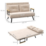 Sofa na razvlačenje dvosjed s tkaninom baršunastog izgleda, bež