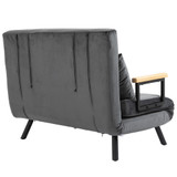 Sofa na razvlačenje s 2 jastuka, baršunasti izgled, tamnosiva