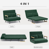 Sofa na razvlačenje dvosjed s 2 jastuka, baršunasta tkanina, zelena