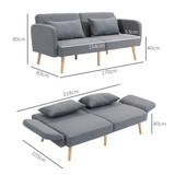 Sofa na razvlačenje trosjed s podesivim naslonom, siva