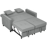 Sofa na razvlačenje 4 u 1 s točkićima i jastucima, siva