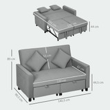 Sofa na razvlačenje 4 u 1 s točkićima i jastucima, siva