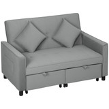 Sofa na razvlačenje 4 u 1 s točkićima i jastucima, siva