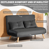 Sofa na razvlačenje dvosjed s podesivim naslonom, tamnosiva