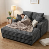 Sofa na razvlačenje dvosjed s držačima za čaše, siva