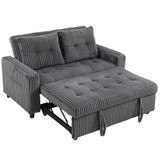 Sofa na razvlačenje dvosjed s bočnim džepovima i 2 jastuka, tamnosiva