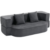 Sofa na razvlačenje bez okvira s preklopnim naslonom, tamnosiva