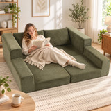Sofa na razvlačenje 4 u 1 s dva jastuka, zelena