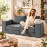 Sofa na razvlačenje 4 u 1 s dva jastuka za leđa, siva