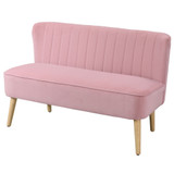 Sofa dvosjed od tkanine s izgledom baršuna, roza
