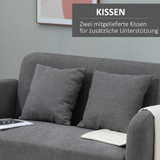 Sofa dvosjed s 2 jastuka, siva baršunasta presvlaka
