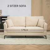 Dvosjed sofa od tkanine u izgledu lana 179 × 80 × 89 cm, bež