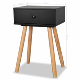 Noćni Ormarići 2 kom Masivna Borovina 40x30x61 cm Crni Noćni Ormarići 2 kom Masivna Borovina 40x30x61 cm Crni