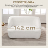 Dvosjedna sofa zakrivljenog oblika s flis presvlakom, krem bijela