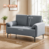 Dvosjed sofa s presvlakom od baršunaste tkanine, siva
