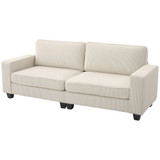 Trosjedna sofa s rebrastom presvlakom i oprugama, krem bijela