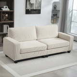 Trosjedna sofa s rebrastom presvlakom i oprugama, krem bijela