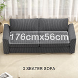 Trosjedna sofa s dva ukrasna jastuka, rebrasta tkanina, tamnosiva
