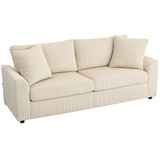 Trosjedna sofa s dva ukrasna jastuka, rebrasta tkanina, krem bijela
