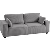 Trosjed sofa od rebrastog baršuna s 2 jastuka, svijetlosiva