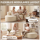 Modularna trosjed sofa bez okvira s džepnim oprugama, rebrasta presvlaka, bež