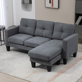 Ugaona sofa L-oblika 186 × 130 × 84 cm, tamnosiva