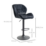 Set od 2 barske stolice s naslonom, okretne, podesive visine, crne