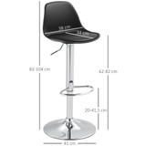 Barske stolice set od 2, podesiva visina, okretne, s naslonom, crne