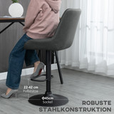 Set od 2 barske stolice, podesiva visina, s osloncem za noge, tamnosiva
