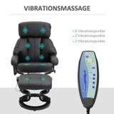 Masažna fotelja s tabureom za noge, 10 tačaka vibracije, nagib 145°, crna