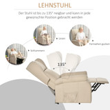 Fotelja s električnim podizanjem i ležećom funkcijom, krem