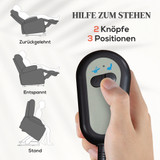 Električna fotelja za lakše ustajanje s funkcijom ležanja, tamnosiva