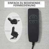 Fotelja za ustajanje s masažom i funkcijom ležanja, daljinski upravljač, tamnosiva