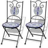 Bistro Stol 60 cm Mozaik s 2 Stolice Plavi/Bijeli