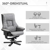 Fotelja s tabureom za noge, okretna 360°, nagib do 135°, siva