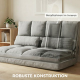 Podna sofa s podesivim naslonom i funkcijom ležanja, siva
