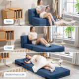 Podna sofa koja se pretvara u ležaj i madrac, tamnoplava