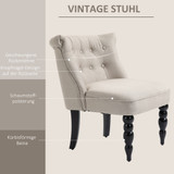 Fotelja u vintage stilu s presvlakom od lana i drvenim nogama, bež i crna