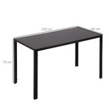 Trpezarijski stol sa staklenom pločom 120 × 60 × 75 cm, crni