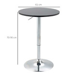 Barski stol okrugli, podesive visine 70–90 cm, okretna ploča Ø 61 cm, crni