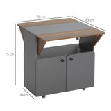 Sklopivi stol s ormarićem i 4 točkića 70 × 83 × 75 cm, svijetlosiva/tamnosmeđa