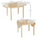 Trpezarijski stol na rasklapanje za 4–6 osoba 140 × 70 × 75 cm, prirodno drvo