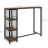 Barski stol s 3 police 120 × 40 × 105 cm, crno-smeđi