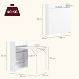 Sklopivi trpezarijski stol s policama 78,5 × 91 × 93 cm, bijeli