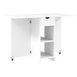 Sklopivi trpezarijski stol s ladicom i policama 114,5 × 70 × 75 cm, bijeli